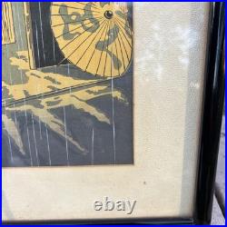 Tokuriki Tomikichiro Noodle Restaurant Rainy Night Japanese Woodblock Print