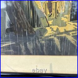 Tokuriki Tomikichiro Noodle Restaurant Rainy Night Japanese Woodblock Print