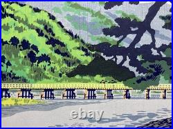 Tokuriki Tomikichiro Woodblock Print Arashiyama in the rain