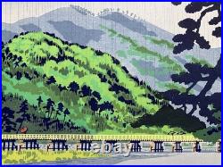 Tokuriki Tomikichiro Woodblock Print Arashiyama in the rain
