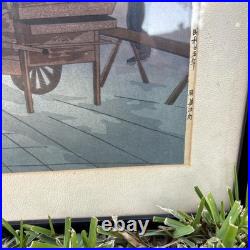 Tomikichiro Tokuriki Soba Noodle Cart Vendor Japanese Woodblock Print 1950 Frame