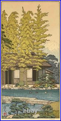 Toshi Yoshida -Original Large Japanese Woodblock Bamboo Friendly Garden Series