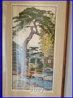 Toshi Yoshida Pine Tree Friendly Garden Woodblock Signed