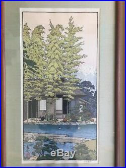 Toshi Yoshida Triptych Wood Block Prints Of The Friendly Garden