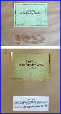 Toshi Yoshida Triptych Wood Block Prints Of The Friendly Garden