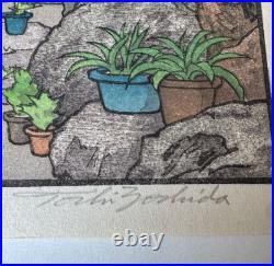 Toshi Yoshida Woodblock Stone Lanterns Silk Matted