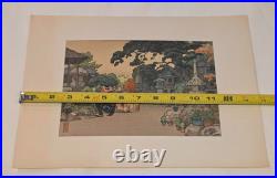 Toshi Yoshida Woodblock Stone Lanterns Silk Matted