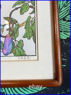 Toshi Yoshida original woodblock print October in framed birds signed woodcut
