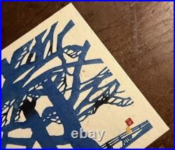 Toshijiro Inagaki Japanese Woodblock Print Mt. Arashiyama Vintage Original