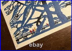 Toshijiro Inagaki Japanese Woodblock Print Mt. Arashiyama Vintage Original