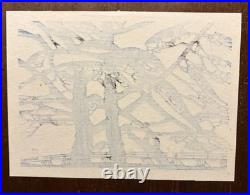 Toshijiro Inagaki Japanese Woodblock Print Mt. Arashiyama Vintage Original