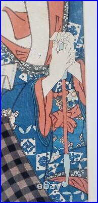 Toyohara Kunichika Antique RARE 1871 Woodblock Print Actor S. Bando