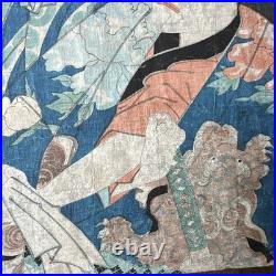 Toyohara Kunichika Japanese Woodblock Print Kabuki Actors Triptych Ukiyo-e