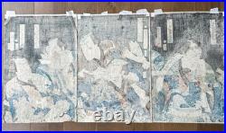 Toyohara Kunichika Japanese Woodblock Print Kabuki Actors Triptych Ukiyo-e