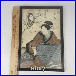 Toyokuni 1810s Original Japanese Woodblock Signed 15x10 From Edo Period