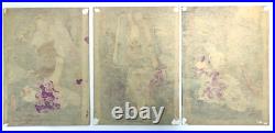 Toyokuni Woodblock Print TriptychGenji Moyo Musume Hinagata series 1851