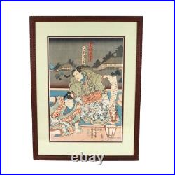 Toyokuni lll Kunisada (1786-1864) Antique Woodblock Print On Rice Paper
