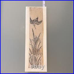 Toyoshige Japanese Woodblock Print Bird and Iris Design on Paper, Japan