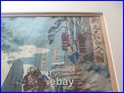 Triptych Japanese Woodblock Print Vintage Antique Large Warriors Iconic Signed