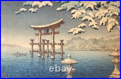 Tsuchiya Kouitsu Japanese Woodblock Print Authentic Snow at Miyajima Ukiyoe