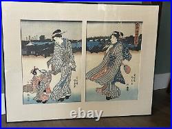 Two Rare Utagawa Kunisada Japanese 1786-1865 Wood Block Prints