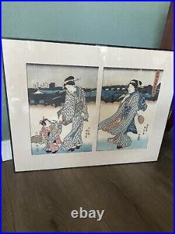 Two Rare Utagawa Kunisada Japanese 1786-1865 Wood Block Prints