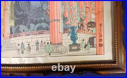 UCHIDA WOODBLOCK PRINT FRAMED The Grand Buddha of the Todaiji Temple in Nara