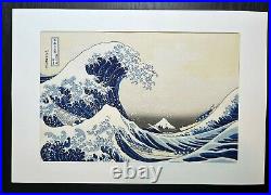 UKIYO-E by HOKUSAI Real Japanese Woodblock Print Kanagawa-Oki Namiura from Japan