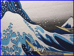 UNSODO HOKUSAI Japanese OBAN Large Size Woodblock Print GREAT WAVE OFF KANAGAWA