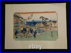 UTAGAWA HIROSHIGE TOTSUKA 1833 MOTOMACHI DETOUR WOODBLOCK PRINT 13.5x9