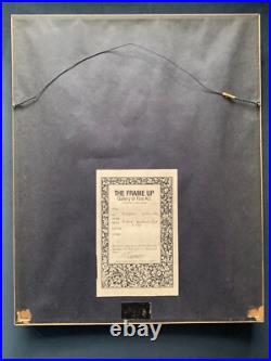 UTAGAWA KUNIYOSHI Antique 1830s Original Woodblock Woman Playing with Cat Frame