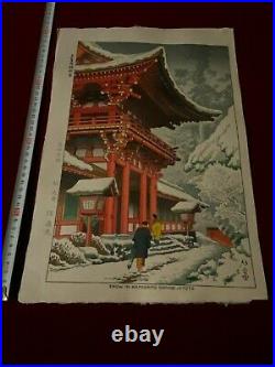 Ukiyo-e Japanese Woodblock Print Takeji Asano Kamigamo Shrine Snow JapanAntique