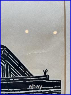 Un'ichi Hiratsuka 1969 Signed Woodblock Hiunkaku Kyoto 8/20 Framed