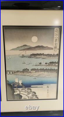 Utagawa Hiroshige Triptych- Eight Views of Omi Province as Seen from Ishiyama