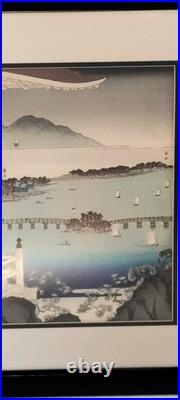 Utagawa Hiroshige Triptych- Eight Views of Omi Province as Seen from Ishiyama