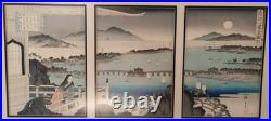 Utagawa Hiroshige Triptych- Eight Views of Omi Province as Seen from Ishiyama