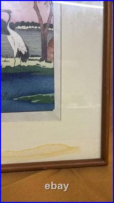 Utagawa Hiroshige Ukiyo-e Woodblock Print 100 Famous Views of Edo Cranes Edo
