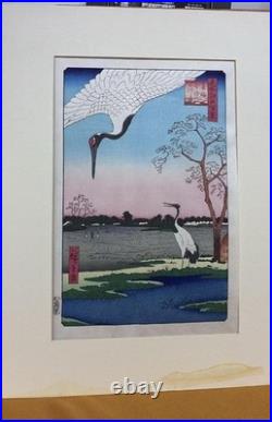 Utagawa Hiroshige Ukiyo-e Woodblock Print 100 Famous Views of Edo Cranes Edo