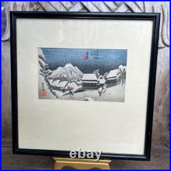 Utagawa Hiroshige Vintage 1930's Japanese Woodblock Print'Kambara in Snow