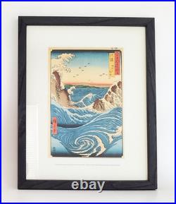 Utagawa Hiroshige's 1855 Woodblock Print Navaro Rapids Awa Province Framed