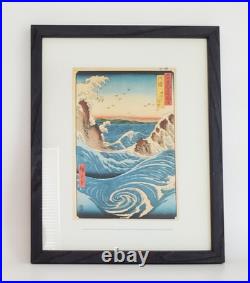 Utagawa Hiroshige's 1855 Woodblock Print Navaro Rapids Awa Province Framed