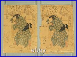 Utagawa Kunisada (1786-1865) Woodblock prints 2pcs / Iwai Kumesaburo