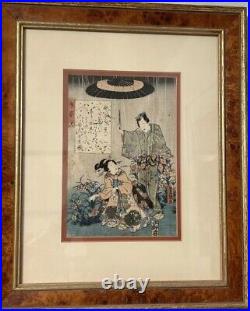 Utagawa Kunisada I, Japanese woodblock print antique Toyokuni III Framed