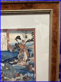 Utagawa Kunisada I, Japanese woodblock print antique Toyokuni III Framed