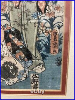 Utagawa Kunisada I, Japanese woodblock print antique Toyokuni III Framed