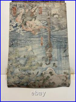 Utagawa Kuniyoshi Original Antique 1840s Woodblock Japanese Warrior
