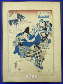 Utagawa Kuniyoshi Original Japanese Woodblock Print Edo Period Samurai Scene
