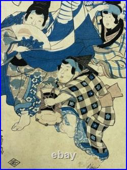 Utagawa Kuniyoshi Original Japanese Woodblock Print Edo Period Samurai Scene