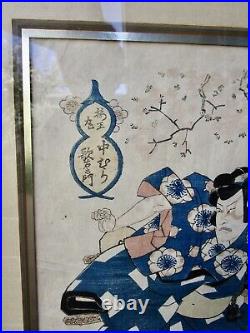 Utagawa Sadafusa Framed Ukiyo-e Japanese Woodblock Print Kabuki Actor As Samurai