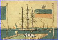 Utagawa Sadahide (1807-1879) Original Woodblock prints / Yokohama Port on Sunday